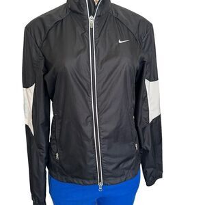 NIKE Black Zip Up Windbreaker Running/Biking Jacket Size small